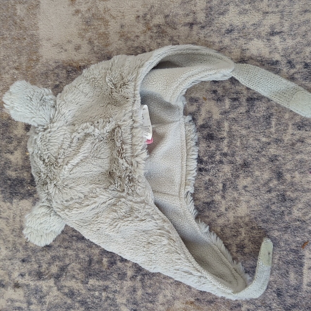Cozy Gray Furry Hat with Ear Details 6-18M
